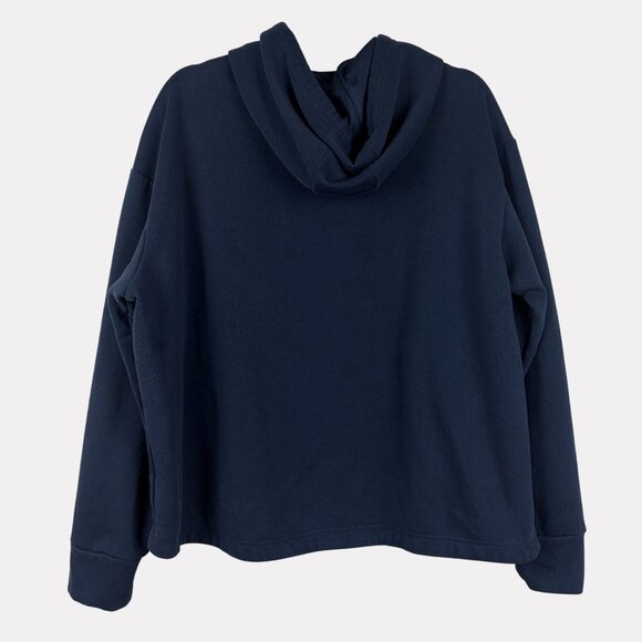 Adidas Polka Dot Logo Crop Pullover Hoodie Womens 2X Navy Blue Pink Long Sleeve - Picture 2 of 9